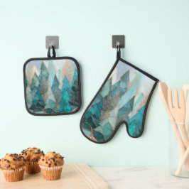 Frosted Pines – Winter Forest  Ovenwant & Pannenlap Set