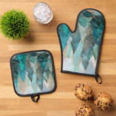 Frosted Pines – Winter Forest Ovenwant & Pannenlap Set (Top down)