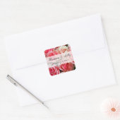 Frosted Pink Roses Personalized Wedding Vierkante Sticker (Envelop)