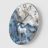 Frosted Reindeer Kerstscène Grote Klok (Hoek)