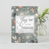 Frosted Silver Script Holiday Card Feestdagenkaart (Staand voorkant)