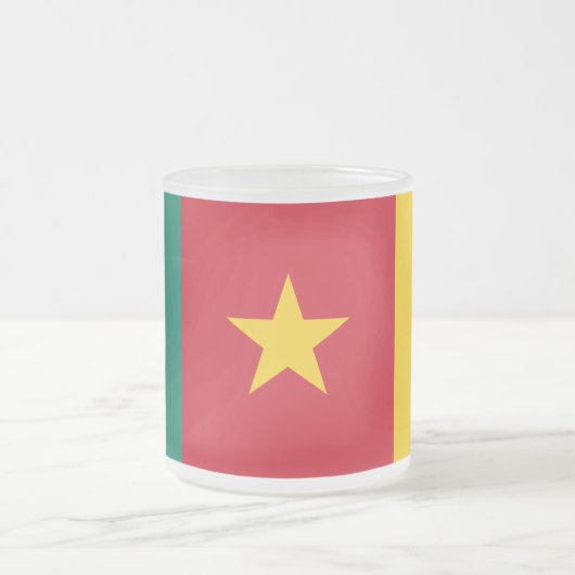 Frosted small glass mug with flag of Cameroon Matglas Koffiemok (Center)