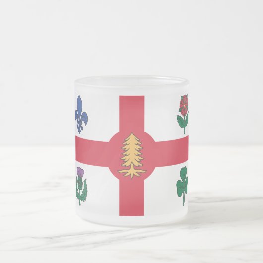 Frosted small glass mug with flag of Montreal (Centre)