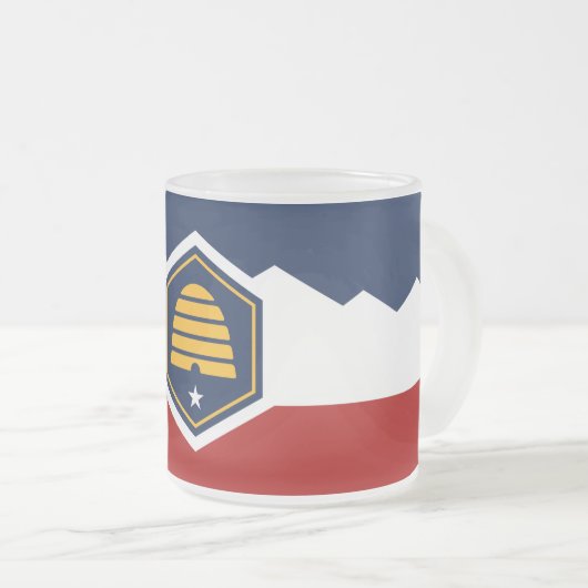 Frosted small glass mug with flag of Utah, USA (Devant droit)