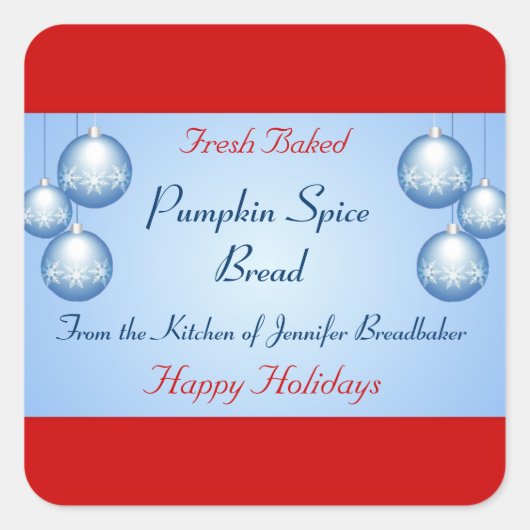 Frosted Snowflake Bulbs Holiday Food Vierkante Sticker (Voorkant)