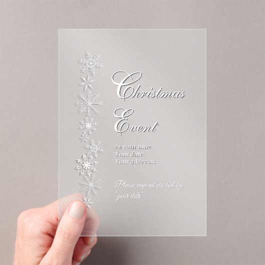Frosted Snowflake Christmas Acrylic Invitation (In situ (ordinateur de poche))