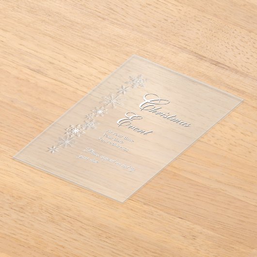 Frosted Snowflake Christmas Acrylic Invitation Acryl Uitnodigingen (Laagn)