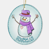 Frosted Snowman Keramisch Ornament (Links)
