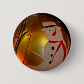 Frosted Snowman Ornament Ronde Button 5,7 Cm (Voorkant)