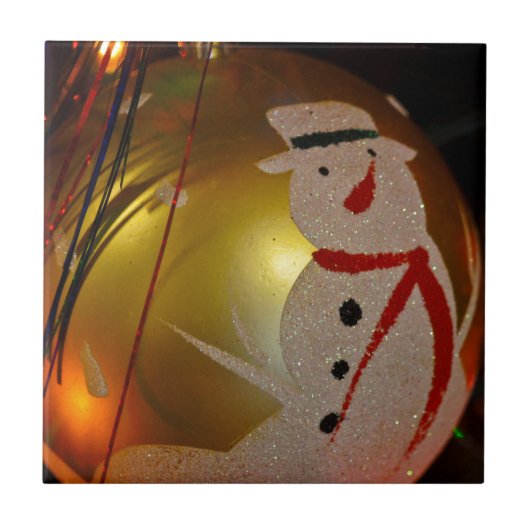 Frosted Snowman Ornament Tegeltje (Voorkant)