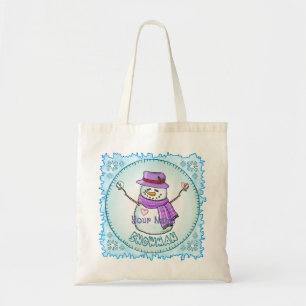 Frosted Snowman Tote Bag