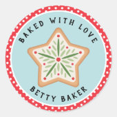 Frosted Star Cookie | Gebakken met liefde Ronde Sticker (Voorkant)
