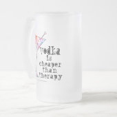 FROSTED STEIN - VODKA IS CHEAPER DAN THERAPIE MATGLAS BIERPUL (Voorkant links)