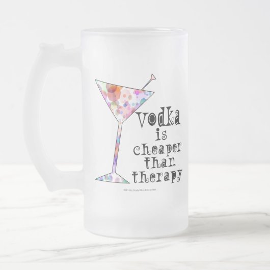 FROSTED STEIN - VODKA IS CHEAPER DAN THERAPIE MATGLAS BIERPUL (Links)