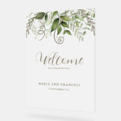 Frosted Wedding Welkom Tropisch groen Acryl Bord (Hoek)