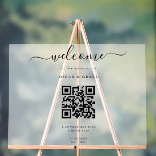 Frosted Welkomstbruiloft Zitplaatsen met QR-code Acryl Bord