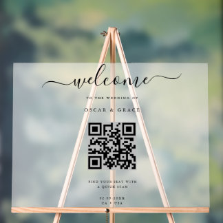Frosted Welkomstbruiloft Zitplaatsen met QR-code Acryl Bord