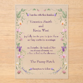 Frosted Wildflower Acryl bruiloft uitnodiging Acryl Uitnodigingen