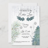Frosted Winter - Silver - Bridal Shower Invitation Kaart (Voorkant)