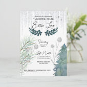 Frosted Winter - Silver - Bridal Shower Invitation Kaart (Staand voorkant)