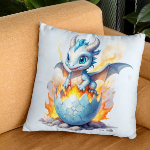 Frostfire Hatchling Blauwe Draak Fantasie  Kussen