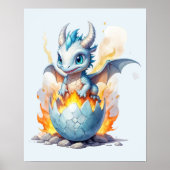 Frostfire Hatchling Blue Dragon Fantasy Poster (Voorkant)