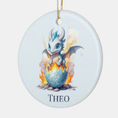 Frostfire Hatchling Gepersonaliseerde Draak Keramisch Ornament (Links)