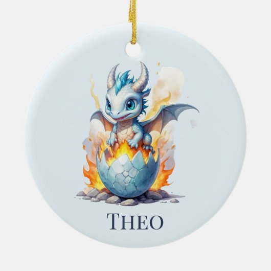 Frostfire Hatchling Gepersonaliseerde Draak Keramisch Ornament (Achterkant)