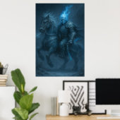 Frostfire Rider — Blue Flame Ghost Horseman Poster (Thuiskantoor)