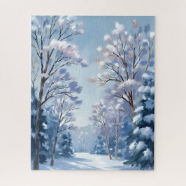 Frostlight Forest | Winter Snow Watercolor Nature Legpuzzel