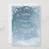 Frosty Bleu & Blanc Élégant Noël Invitation (Devant)