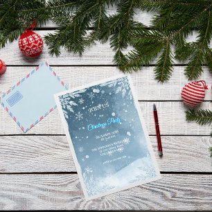 Frosty Bleu & Blanc Élégant Noël Invitation