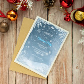 Frosty Bleu & Blanc Élégant Noël Invitation