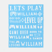 Frosty Blue Gamer Videospel Persoonlijk voor Kinde Fleece Deken (Voorkant)