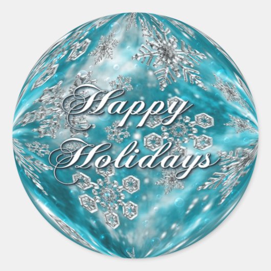 Frosty Blue Snowflake Bubble Holiday Ronde Sticker