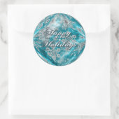 Frosty Blue Snowflake Bubble Holiday Ronde Sticker