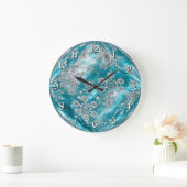 Frosty Blue Snowflake Bubble Wall klok (Huis)