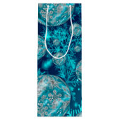 Frosty Blue Snowflake Bubbles Holiday Wine Bag Wijn Cadeautas (Achterkant)