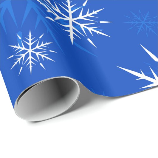 Frosty Blue Snowflake Wrapping Paper Cadeaupapier (Rol Hoek)