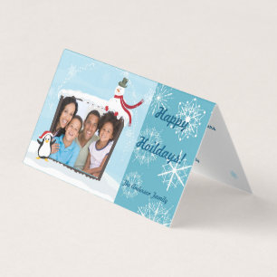 Frosty Blue Snowflakes Photo personnalisée Joyeuse