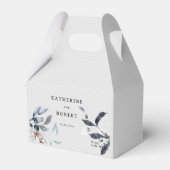 Frosty Blue Winter Bloemen Monogram Bruiloft Bedankdoosjes (Voorkant Zijde)