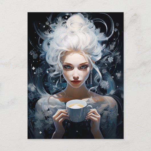 Frosty Brews: Winter's Elixir voor Coffee Aficiona Feestdagenkaart (Voorkant)