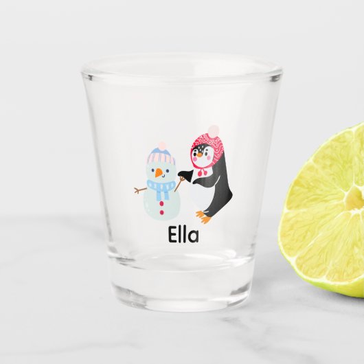 Frosty de Sneeuwman en Pinguïn Shot Glas (Voorkant)