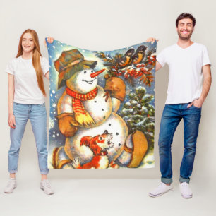 Frosty de sneeuwman en vrienden leuk kerstfeest fleece deken