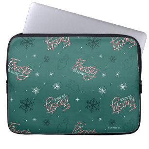 Frosty de Sneeuwman Groene Sneeuwvlok Patroon Laptop Sleeve