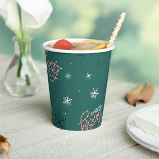 Frosty de Sneeuwman Groene Sneeuwvlok Patroon Papieren Bekers