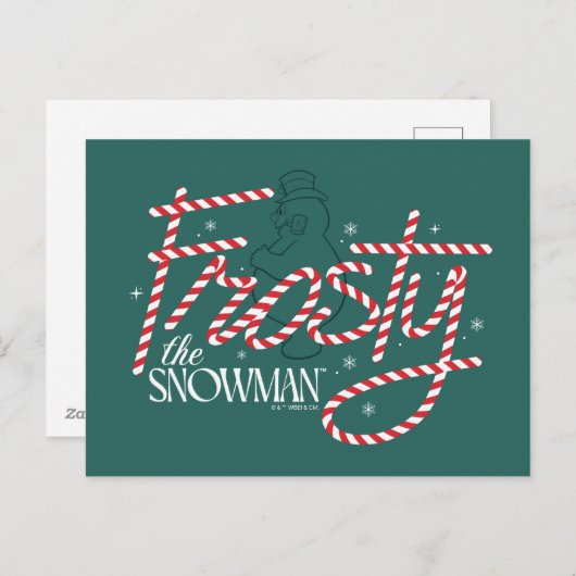 Frosty de Sneeuwman Suikerstok Logo Feestdagenkaart (Voorkant / Achterkant)