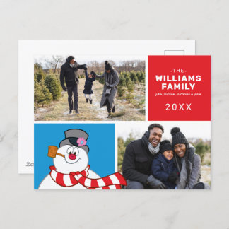 Frosty de sneeuwman vakantie familie foto collage feestdagenkaart