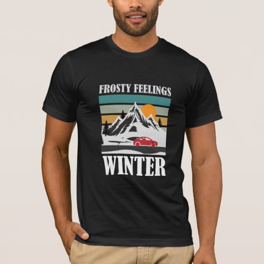 Frosty Feelings Winter Mountain Red Car T-Shirt (Devant)