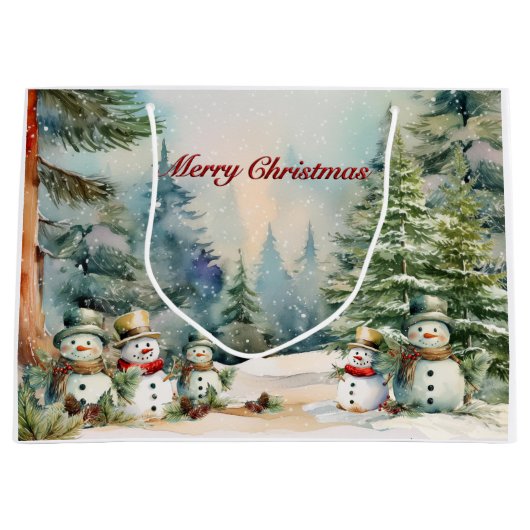 Frosty Forest Herinneringen: Sneeuwman & Pine Tree Groot Cadeauzakje (Voorkant)